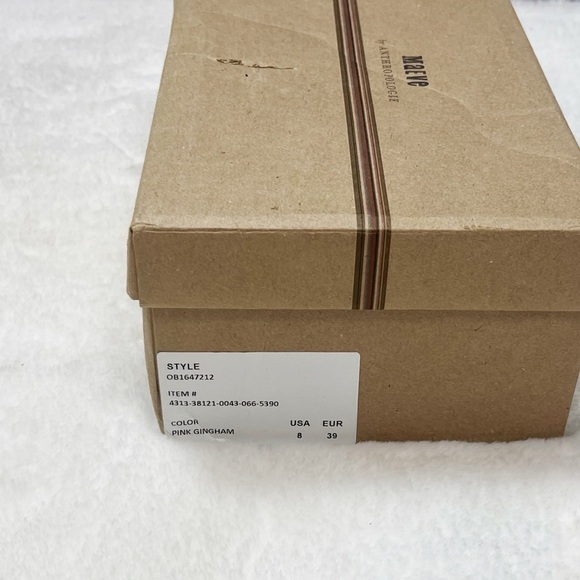 NIB Anthropologie Maeve Pink Gingham Square Toe Mule Sandals Size 8 - Picture 8 of 9